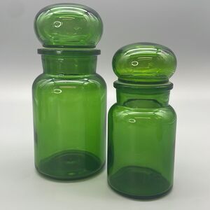 Vintage Apothecary Domed Lid Storage Jars Set of 2 Made in Belgium MCM